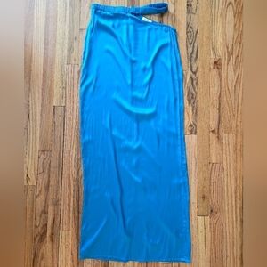Camila Coelho Lilly Maxi Skirt In Aqua Satin Size Small Cutout Hip Back Slit